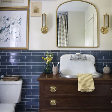 Nautical Bathroom with Daisy Mosaic Floor