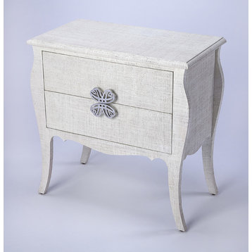 Accent Chest of Drawers White Silver Distressed Black Brass Cream