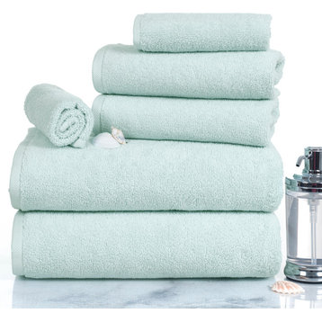 100% Cotton Zero Twist 6 Piece Towel Set by Lavish Home, Seafoam