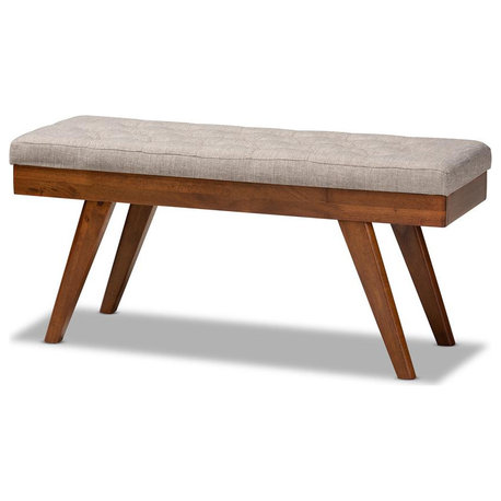 Baxton Studio Alona Mid-Century Modern Light Grey Fabric Upholstered Wood...