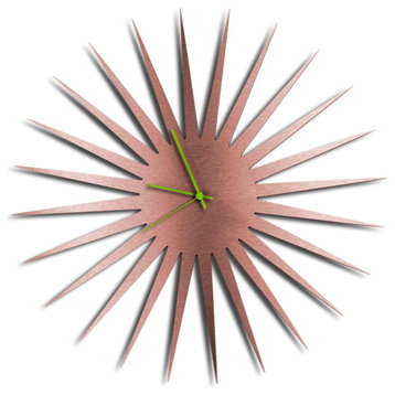 MCM Starburst Clock, Copper Wall Decor, Green