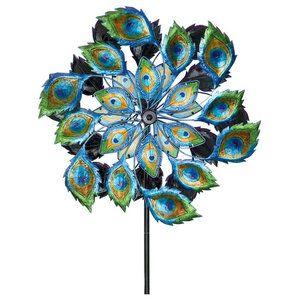 Alpine Metal Peacock Outdoor Statue 22 Inch Tall Tropical