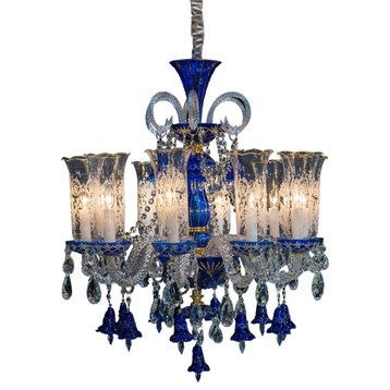 Emma Mason Signature Shimmering Winter Palace 10 Light Chandelier in Blue, Clear