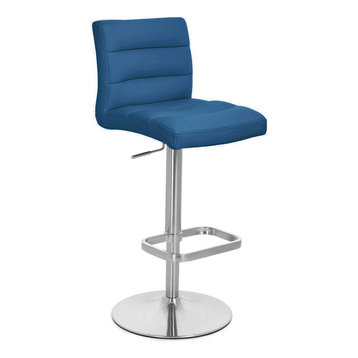 Dark Blue Lush Adjustable Height Swivel Armless Bar Stool