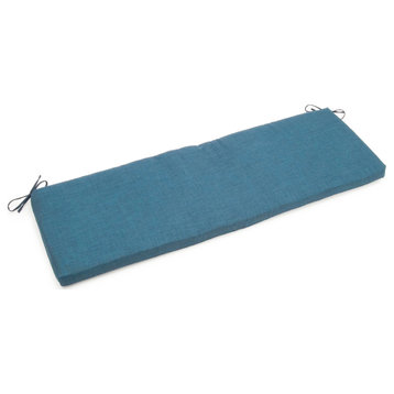 63"X19" Solid Outdoor Spun Polyester Bench Cushion, Sea Blue