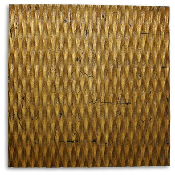1 X 24 X 24 Gold Metallic Ridge - Wall Art Wood Wall Art