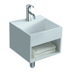 ADM Bathroom Design - ADM Shelved Wall Mounted Sink, White, 13" - Bathroom Sinks