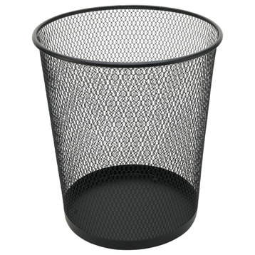 YBM Home Black Steel Mesh Round Open Top Waste Basket Wire Bin 4.75 Gallon