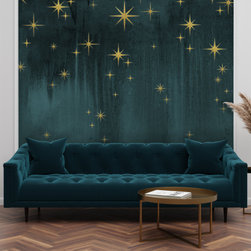 Deep Teal Living Room Wall Art Wallpaper - Wallpaper