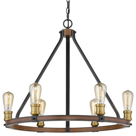 Z-Lite 472-6 Kirkland 6 Light 25"W Faux Wood Ring Chandelier - Rustic Mahogany