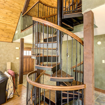 Rustic Loft Spiral Staircase