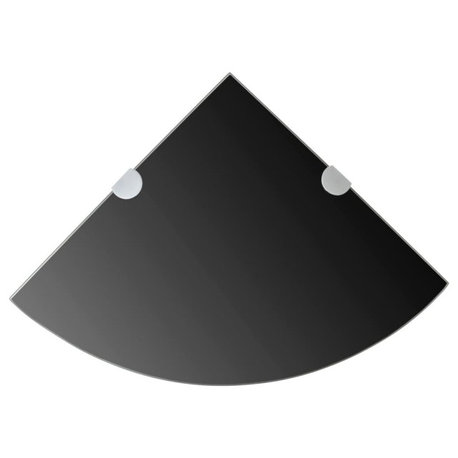Vidaxl Corner Shelf With Chrome Supports Glass Black 13.8"x13.8"