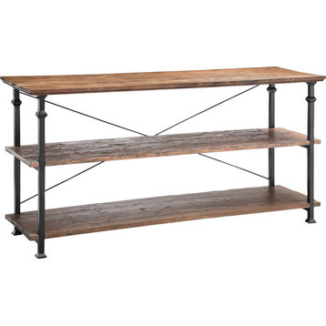 Poplar Estates Three Shelf Console Table - Natural Reclaimed Wood