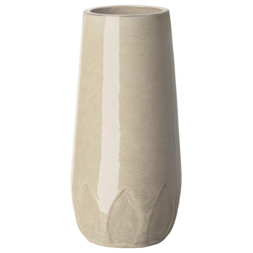 Tall Cream Calyx Vase