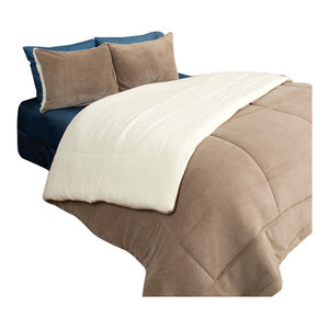King Lavish Home 3 Piece Sherpa//Fleece Comforter Set Taupe