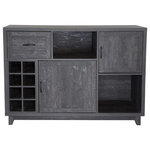 Decor Love - Sideboard, Unique Design With Plenty Storage Space & Wine Rack, Washed Black - - Expand Dining Storage: Our buffet server sideboard is designed to provide you with a fashion forward way to add more storage space to your dining room. It features two storage cabinets, wine racks, drawer, and two open shelves to give you all the space you need