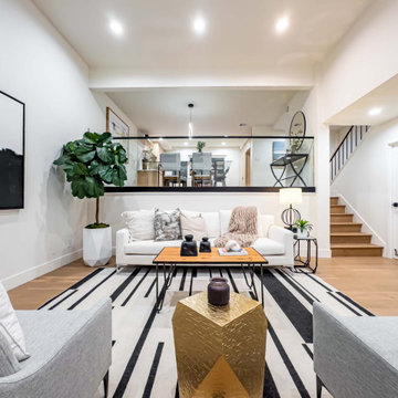 Modern Coastal Living Room with Open Stair - Marina del Rey Condo