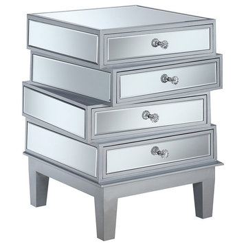Gold Coast J Daniels  End Table in Mirrored Glass and Silver Wood Finish