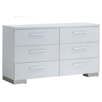 Bowery Hill Contemporary Wood 6-Drawer Dresser in White