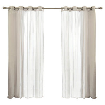 Colored Tulle Curtains, Gray, 84"