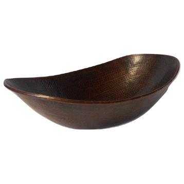 18" Oval Copper Bathroom Sink "Sleigh" Style in Brushed Sedona Daisy Drain Incl.