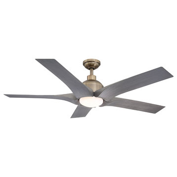 56 in LED Ceiling fan in Brushed Nickel with 5 Blades and Remote Control