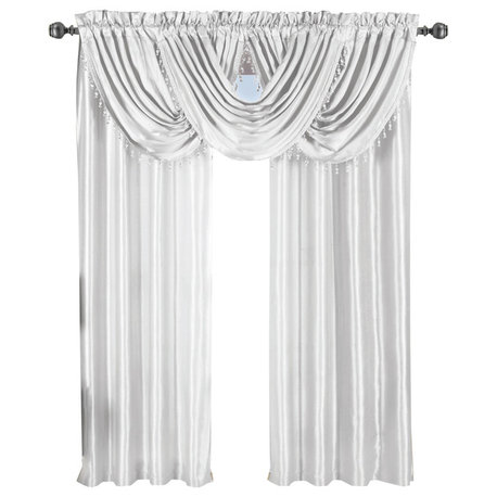 Single Soho Faux Silk Window Curtain, White, 42"x63"