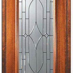 Prehung Single Door 80 Wood Mahogany Bourbon Full Lite Glass - Front Doors