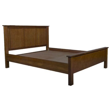 Crafters and Weavers Craftsman Mission Solid Wood King Panel Bed in Walnut