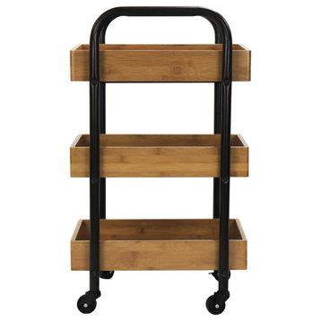 Portable Storage Cart with 3 Easy Removable Bamboo Trays
