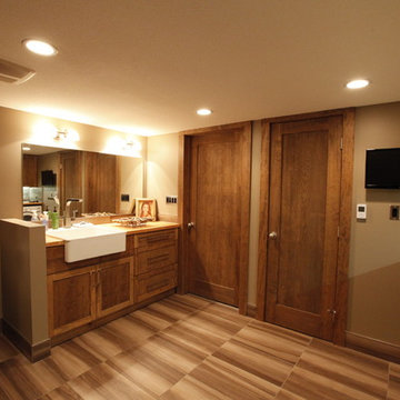 basement dance studio, laundry, bathroom
