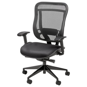 Executive Office Chair, Padded Mesh Upholstered Seat & Lumbar Support, Gunmetal