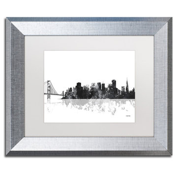 Watson 'San Francisco CA Skyline BG-1' Art, Silver Frame, 11"x14", White Matte