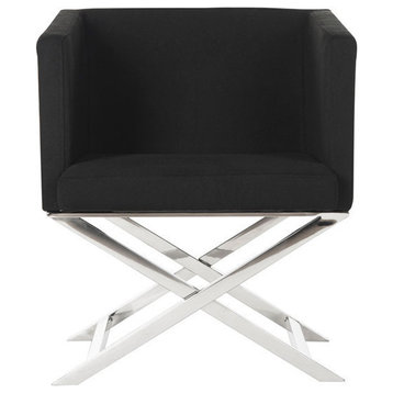 Dionne Chrome Coss Leg Chair, Black/Chrome