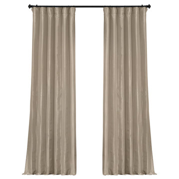 Antique Beige Blackout Faux Silk Taffeta Curtain Single Panel, 50"x120"