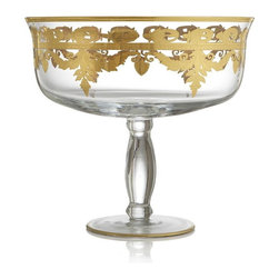 Arte Italica Vetro Gold Tall Compote - Dinnerware