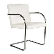 Halden Leather Cantilever Chair With Tubular Steel Frame, White Leather