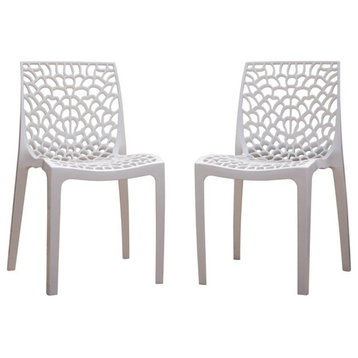 Strata Furniture Karissa Weatherproof Chairs in White (Set of 2)