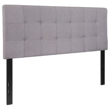 Bedford Tufted Upholstered Full Size Headboard, Light Gray Fabric