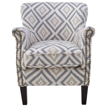 Gray Geometric Upholstered Accent Armchair | Andrew Martin Greyhound