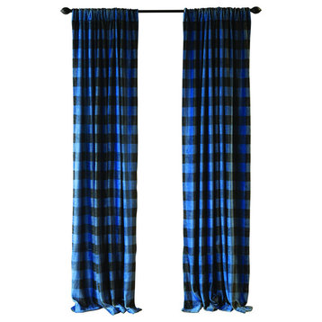 Carstens Wrangler Blue Lumberjack Buffalo Plaid Curtain Panels, Set of 2