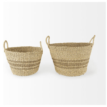Set of Two Detailed Wicker Storage Baskets