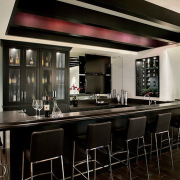 Large Lower Level Bar with Built-In Cabinetry