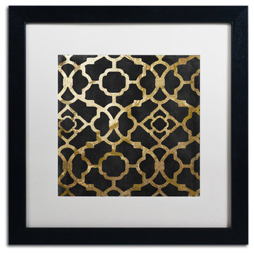 Color Bakery 'Moroccan Gold IV' Matted Framed Art, Black Frame, White Mat, 16x16