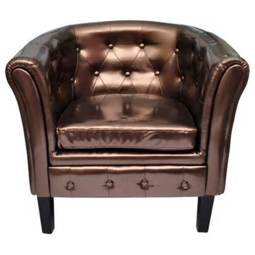 vidaXL Tub Chair Brown Faux Leather Armchair Recliner Sleeper Relaxing Chair