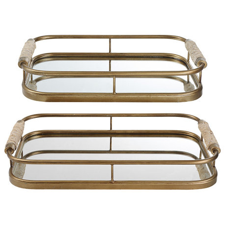 Uttermost Rosea Brushed Gold Trays, Set of 2