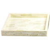 Elegant Natural White Tiled Square Decorative Tray, 12" Inlaid Serving Cream