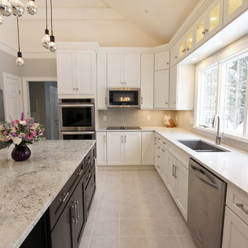 Stunning White Kitchen and Onyx Island with Refaced Butler's Pantry