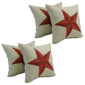 Spun Polyester 17" Outdoor Throw Pillows, Set of 4, Lone Star