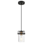 Nuvo Lighting - Antebellum 1 Light Mini Pendant, Black - Antebellum; 1 Light; Mini Pendant Fixture; Black and Aged Gold Finish with Clear Glass